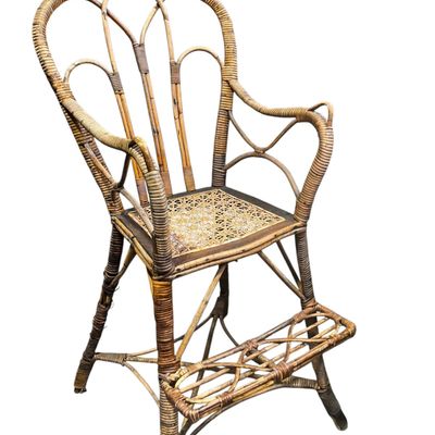 Sale Photo Thumbnail #253: Antique Victorian Wicker And Rattan Child’s High Chair