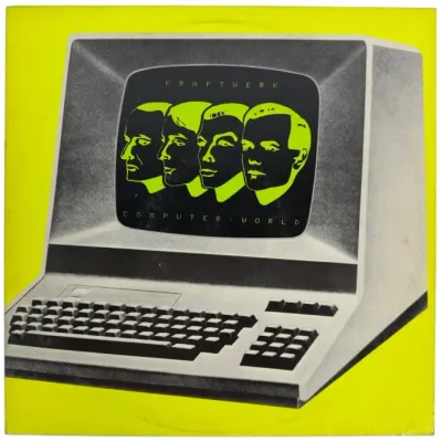 Sale Photo Thumbnail #133: Kraftwerk Computer World vinyl LP album featuring iconic neon yellow artwork, released in 1981.