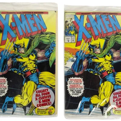 Sale Photo Thumbnail #165: Pair of sealed Marvel Collector's Edition X-Men #2 comic books, promotional Pizza Hut giveaways from 1993 featuring Wolverine.