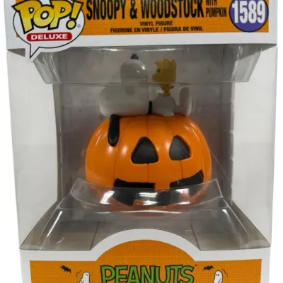 Sale Photo Thumbnail #51: Funko Pop! Deluxe Peanuts Snoopy & Woodstock with Pumpkin vinyl figure, #1589, sealed in original box.