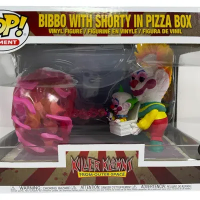 Sale Photo Thumbnail #65: Funko Pop! Moment Killer Klowns from Outer Space Bibbo with Shorty in Pizza Box vinyl figure #1362, Spirit Halloween exclusive in original unopened box.