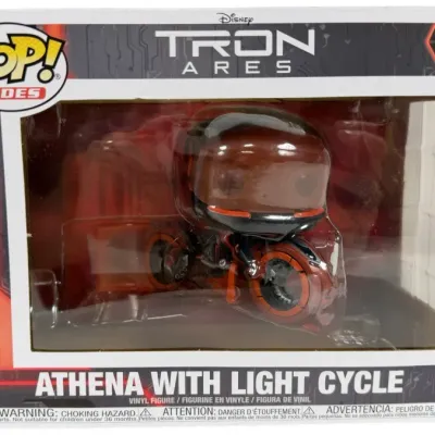Sale Photo Thumbnail #60: Funko Pop! Rides Disney Tron Ares 'Athena with Light Cycle' vinyl figure #316, new in original box.