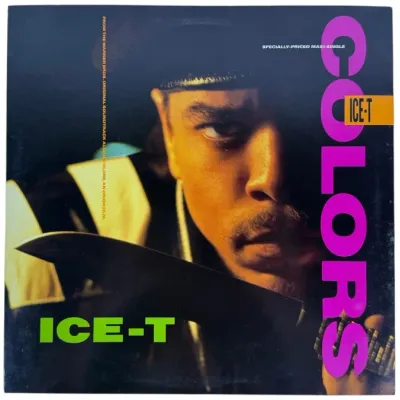 Sale Photo Thumbnail #131: Ice-T Colors 12-inch specially-priced maxi-single vinyl record sleeve, released in 1988 from the Warner Bros. original soundtrack album.
