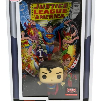 Sale Photo Thumbnail #97: Funko Pop! Comic Covers #19 Superman TargetCon limited edition exclusive, featuring the Justice League of America #217 comic cover background in original packaging.