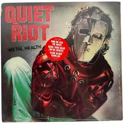 Sale Photo Thumbnail #123: Quiet Riot Metal Health vinyl LP record, 1983, in original shrink wrap with promotional hype sticker.