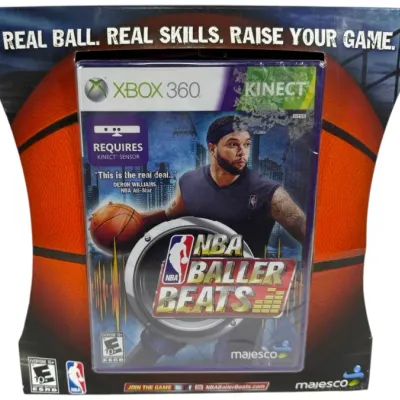 Sale Photo Thumbnail #107: NBA Baller Beats video game bundle for Xbox 360 Kinect, factory sealed in original outer cardboard packaging.