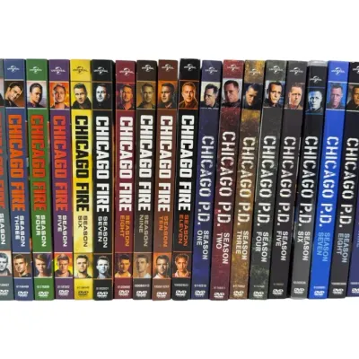 Sale Photo Thumbnail #153: Complete DVD box set collection of Chicago Fire seasons one through eleven alongside Chicago P.D. seasons one through ten. All television series sets appear to be in good, well-kept condition.