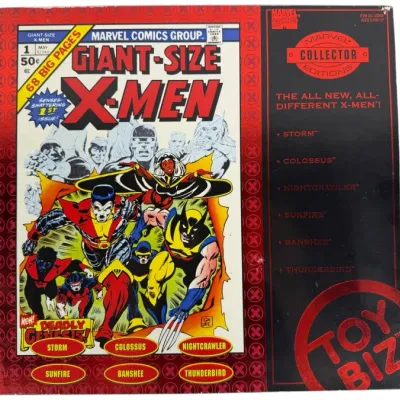 Sale Photo Thumbnail #103: Toy Biz Marvel Collector Editions Giant-Size X-Men #1 comic book and figure packaging insert, featuring artwork from the classic 1975 issue.