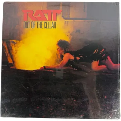 Sale Photo Thumbnail #150: Vinyl LP copy of Ratt's 1984 debut album "Out of the Cellar," preserved in shrink wrap.