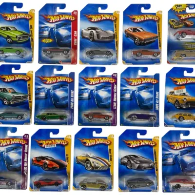 Sale Photo Thumbnail #174: Collection of 15 unopened Hot Wheels die-cast toy cars in original blister pack cards, dating from the late 2000s.