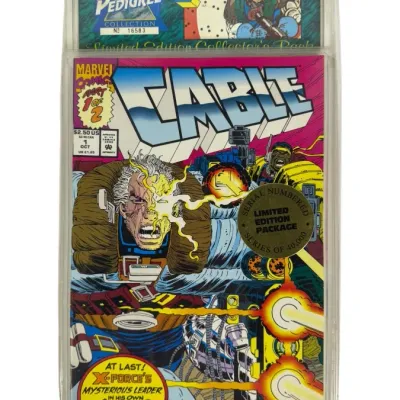 Sale Photo Thumbnail #163: Sealed Treat Pedigree Collection Cable 3-issue set featuring Cable #1 from October 1992, housed in a hard plastic protective case.