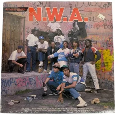 Sale Photo Thumbnail #128: Sealed vinyl LP copy of N.W.A. and the Posse, released on Ruthless Records in 1987, featuring the original group cover artwork.