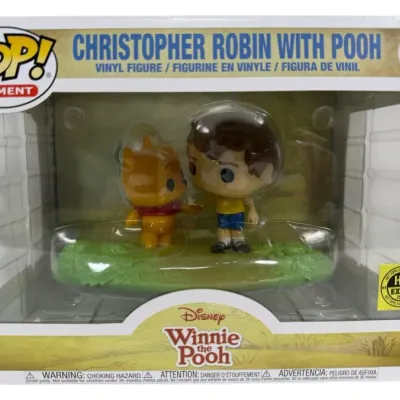 Sale Photo Thumbnail #56: Funko Pop! Moment Disney Christopher Robin with Pooh vinyl figure (#1306) in original unopened box, featuring a Hot Topic Expo 2022 sticker.