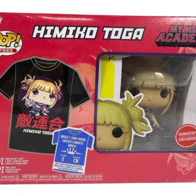 Sale Photo Thumbnail #187: Funko Pop! Tees My Hero Academia Himiko Toga vinyl figure and size small T-shirt bundle set in original GameStop Exclusive box.