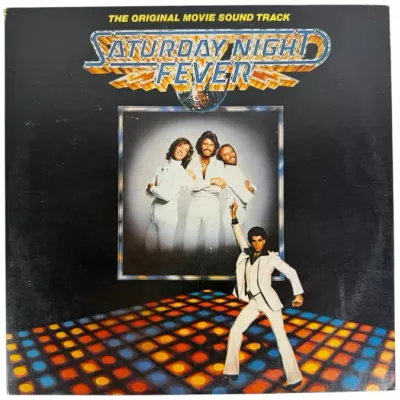 Sale Photo Thumbnail #145: Saturday Night Fever original movie soundtrack double vinyl album cover, released in 1977, featuring iconic John Travolta and Bee Gees artwork.