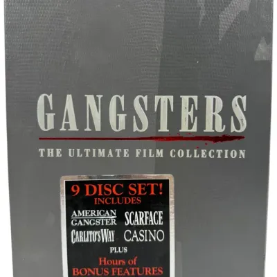 Sale Photo Thumbnail #106: Gangsters: The Ultimate Film Collection 9-disc DVD set in a grey textured slipcase.