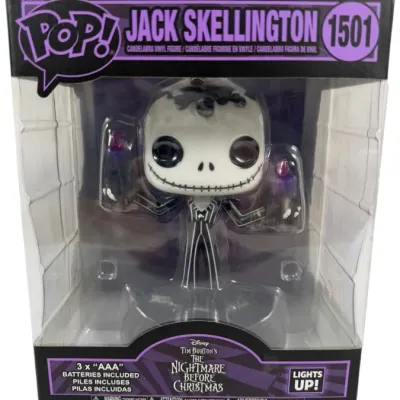 Sale Photo Thumbnail #184: Funko Pop! Disney Jack Skellington vinyl figure #1501 with light-up candelabra, new in original box.
