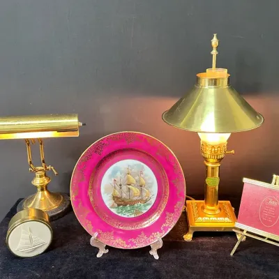 Brass Table Lamps, Decorative Plate And More Brass
