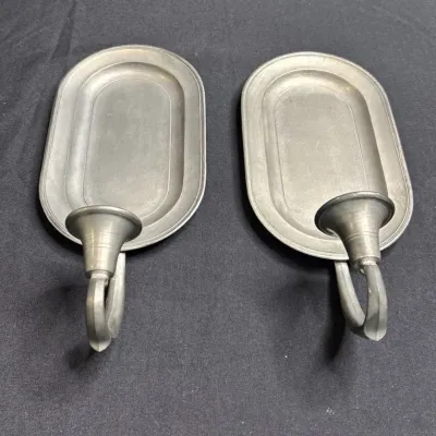 Vintage Colonial Casting Co. Pewter Wall Sconces
