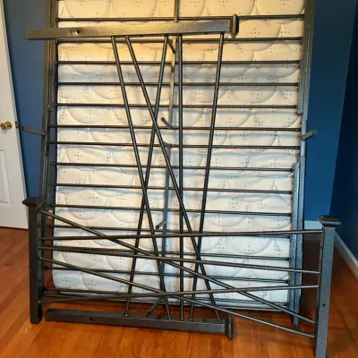 Queen, Size Metal Bed Frame, Head, And Footboard