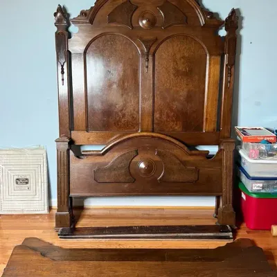Antique Victorian High Back Bed Frame