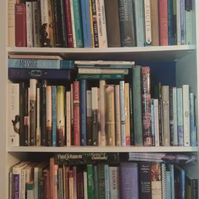 Three Shelves Of Religious And Related Books 