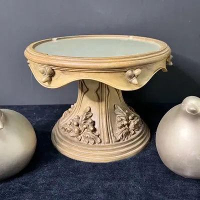 Vintage Ornate Pedestal Cake Stand & Turtle Doves