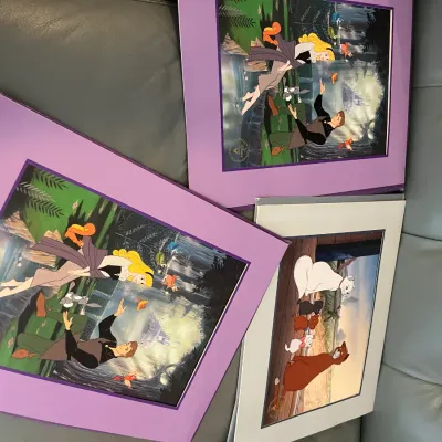Sale Photo Thumbnail #52: Three framed Disney Store exclusive commemorative lithographs featuring scenes from Sleeping Beauty and The Aristocats.