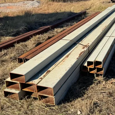 Sale Photo Thumbnail #10: Assorted lengths and sizes of structural steel tubing.