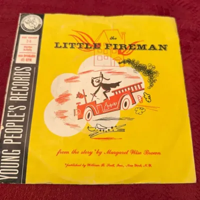 Martin Wolfson “The Little Fireman” Story 2-Record 45 RPM Young Peoples Records Vintage Vinyl