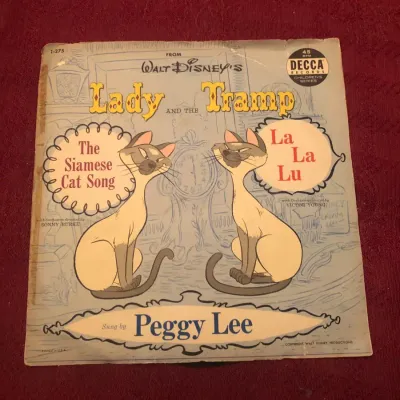 Peggy Lee – “The Siamese Cat Song” / “La La Lu” – Decca Children’s Series 45 RPM, Record No. 9-88126