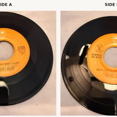 Mickey Gilley “I Hate It, But I Drink It Anyway” / “Here Comes the Hurt Again” Epic Stereo 45 RPM 8-