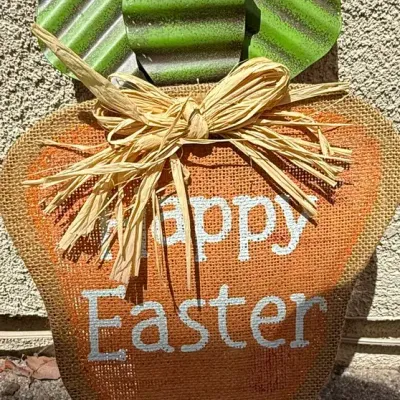 Happy Easter Burlap Carrot Wall or Door Decoration
