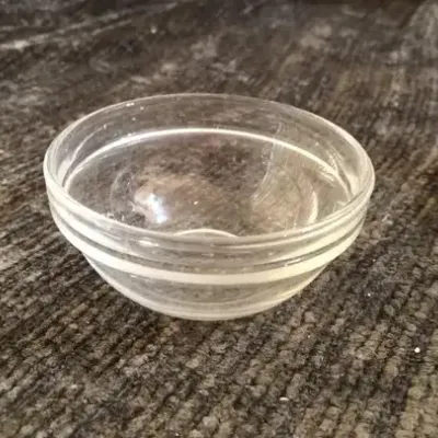 Vintage Clear Glass Small Mixing / Custard Bowl – Ribbed Band Design
