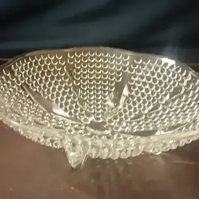 Vintage Pressed Glass Three-Footed Serving Bowl