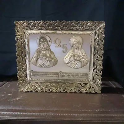 25th Anniversary Catholic Plaque with Jesus and Mary