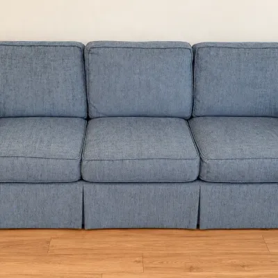 Blue-Gray Three-Seat Upholstered Sofa