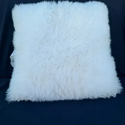 White Faux Fur Accent Pillow, OEKO-TEX Standard 100