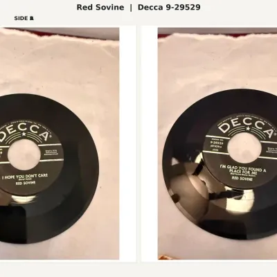 Red Sovine “I Hope You Don’t Care” / “I’m Glad You Found a Place for Me” Decca 45 RPM 9-29529