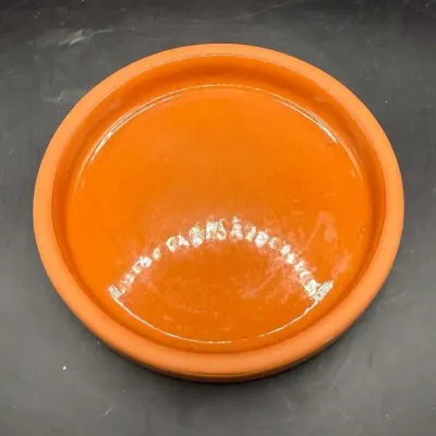 Crate & Barrel Barrio Terracotta Wine Coaster, Glazed Round Clay Bottle Coaster, Made in Portugal