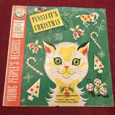 “Pussycat’s Christmas” 2-Record 45 RPM Young Peoples Records Children’s Story Set