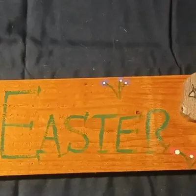 Wooden “Happy Easter” Sign with Bunny