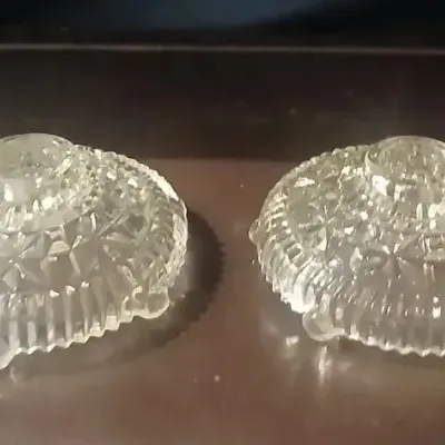 Pair of Vintage Pressed Glass Candle Holders