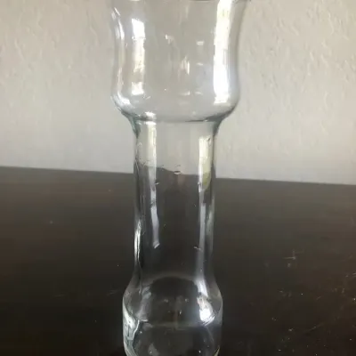 Vintage Clear Glass Hyacinth Bulb Vase, Tulip Flared Top, Tall Cylinder Body, Approx. 9.5" Tall