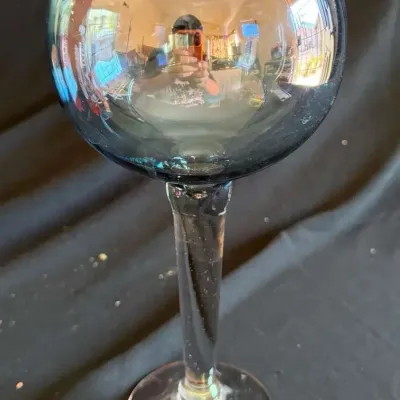 Oversized Clear Glass Goblet with Large Rounded Bowl