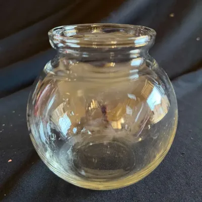 Small Clear Glass Bud Vase with Rounded Bulb Shape