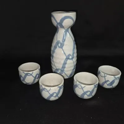 Blue and White Ceramic Sake Set