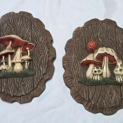 Vintage 1970s 3D Mushroom Wall Decor