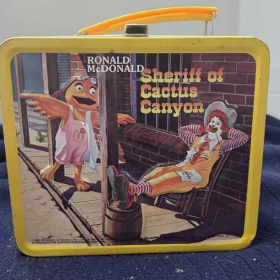 1982 Ronald Mcdonald Sheriff Of Cactus Canyon Metal Lunchbox & Thermos