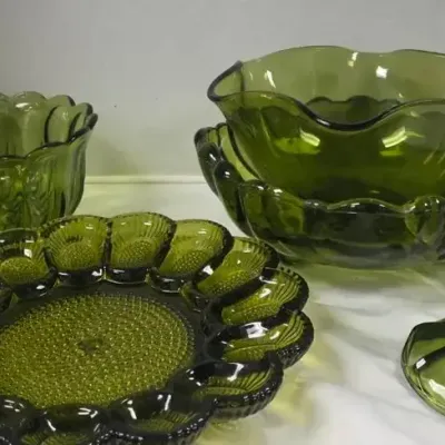 Green Glassware Lot